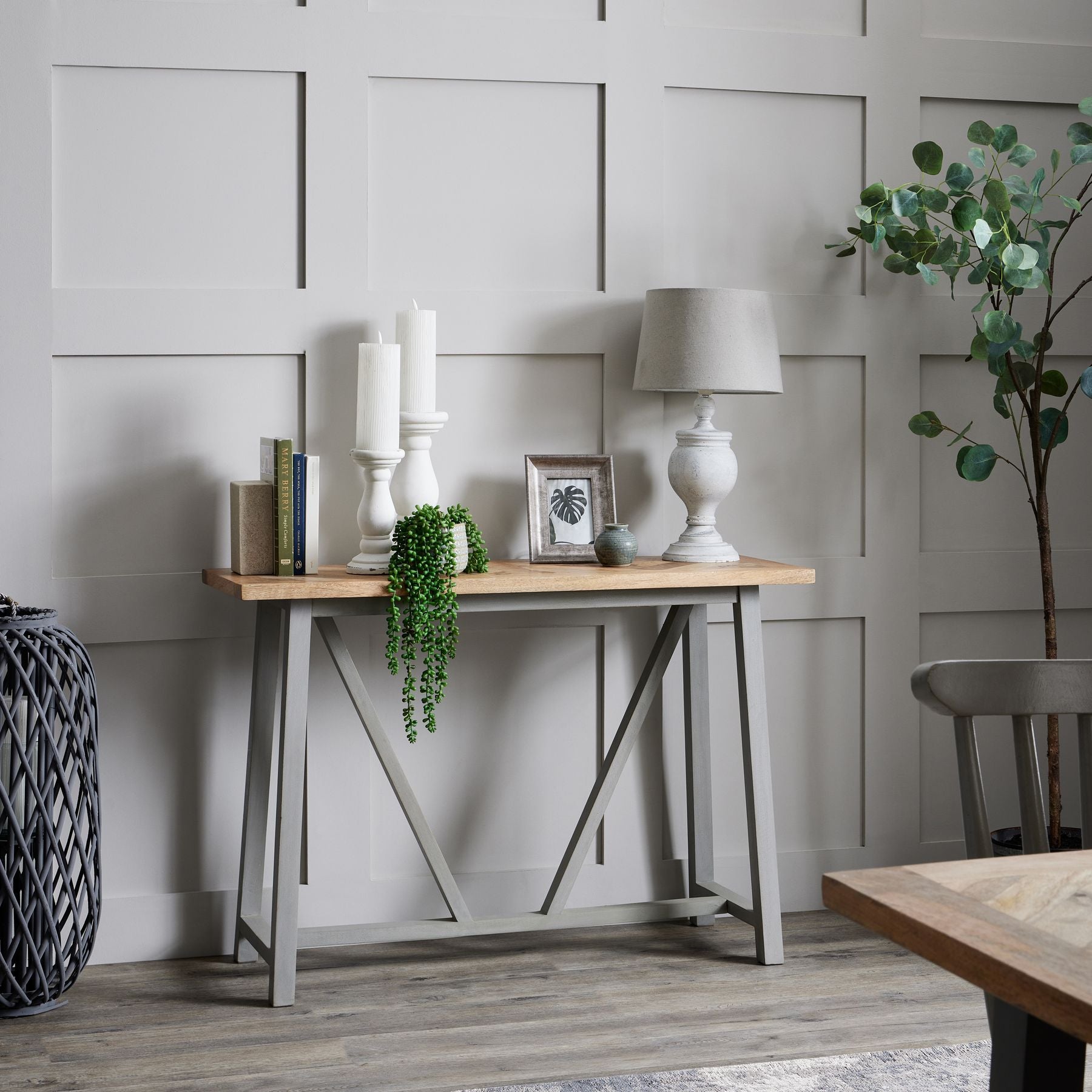 Uthina Table Lamp — view 5 beige wood
