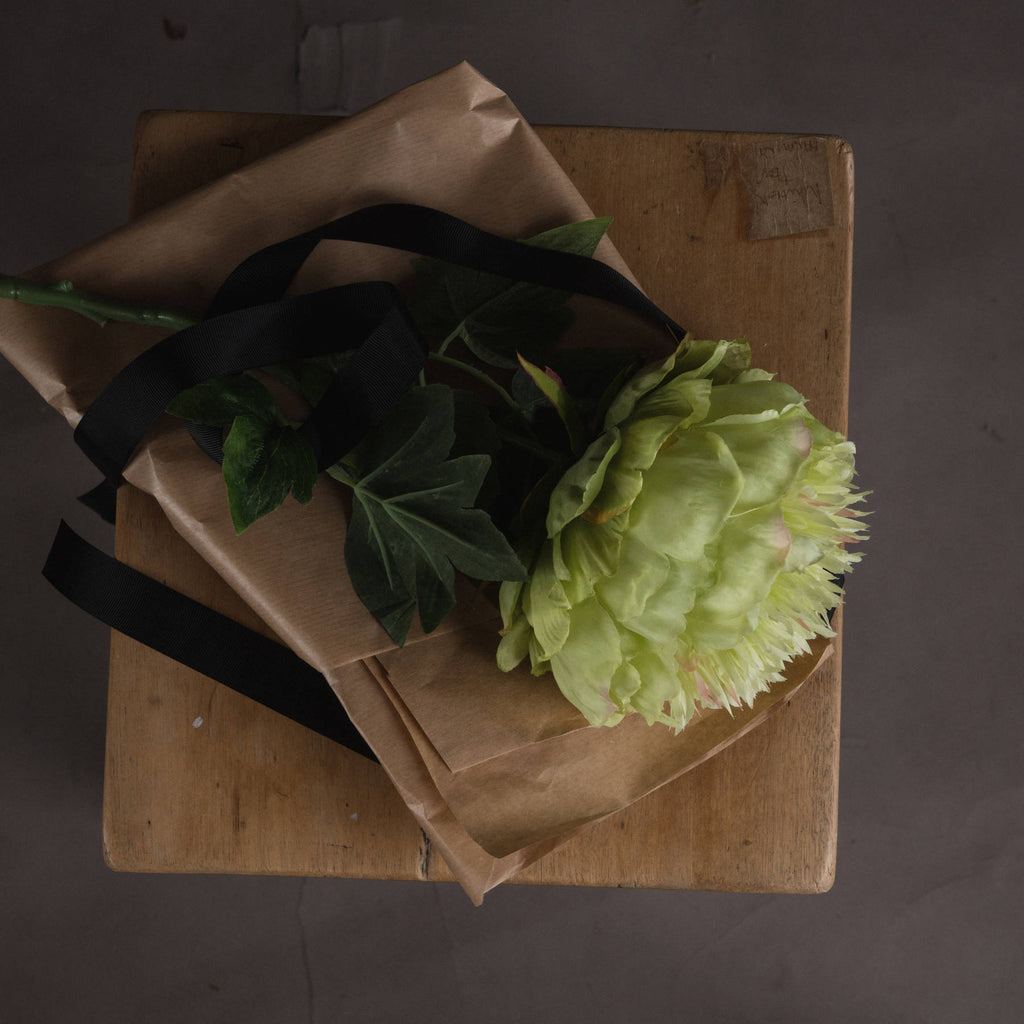 Green Peony — side view green plastic