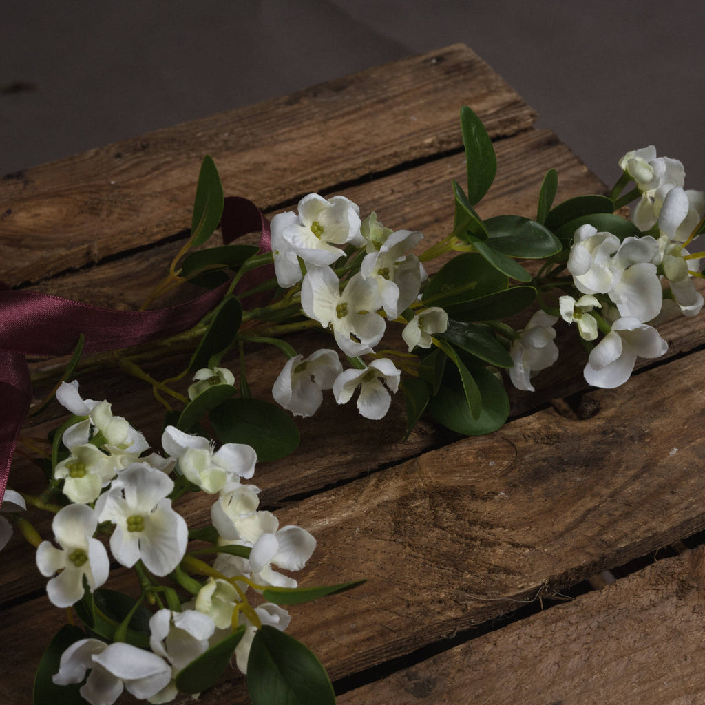 White Spring Mock Orange Flower — detail close-up orange plastic