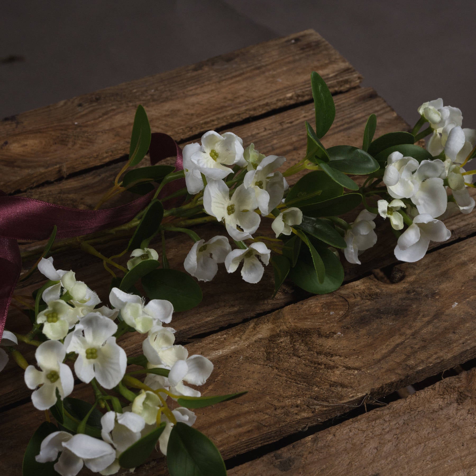 White Spring Mock Orange Flower — detail close-up orange plastic