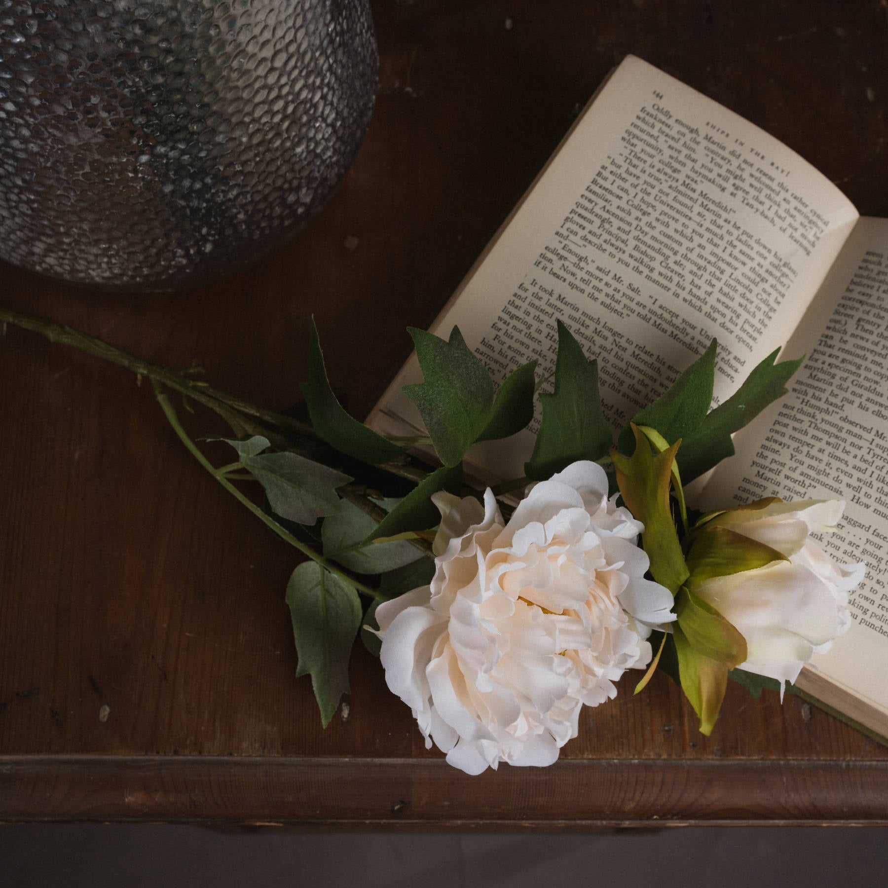 White Fashion Peony — side view white plastic