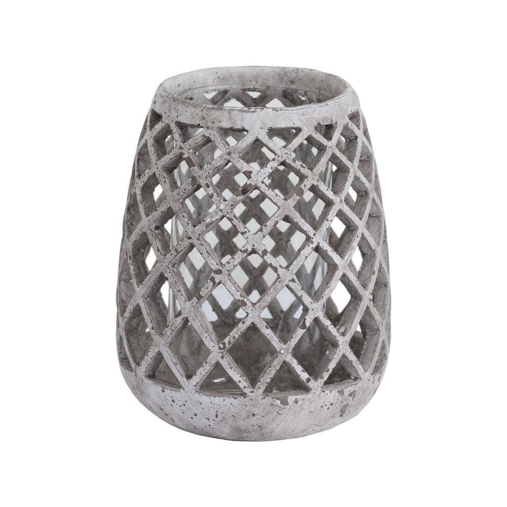 Large Conical Ceramic Lattice Hurricane Lantern — main product view