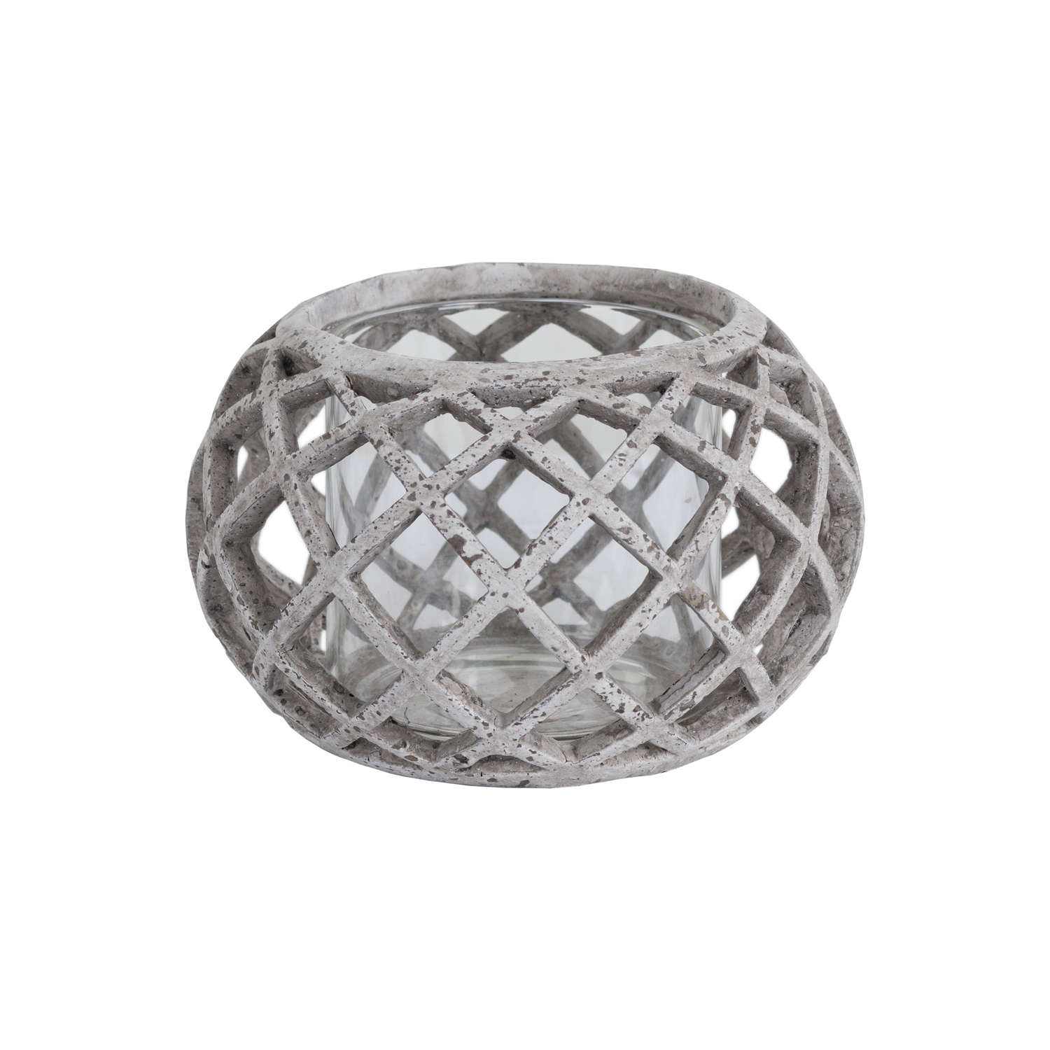 Round Ceramic Lattice Hurricane Lantern — main product view