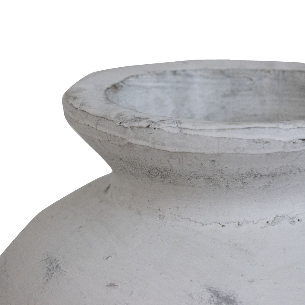 Darcy Antique White Vase — side view stone ceramic