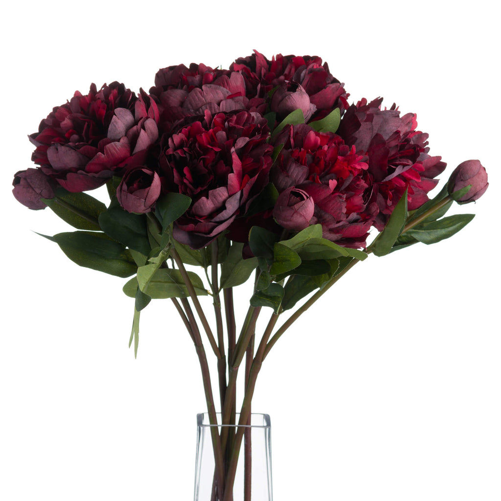 Burgundy Peony Rose — detail close-up red plastic