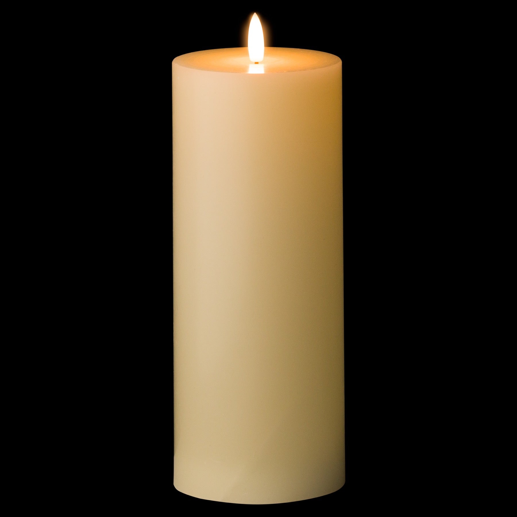 Luxe Collection Natural Glow 3.5 x 9 LED Cream Wax Candle — side view ivory plastic