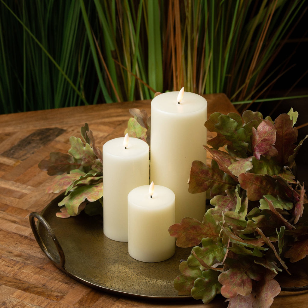 Luxe Collection Natural Glow 3.5 x 9 LED Cream Wax Candle — alternative angle ivory plastic