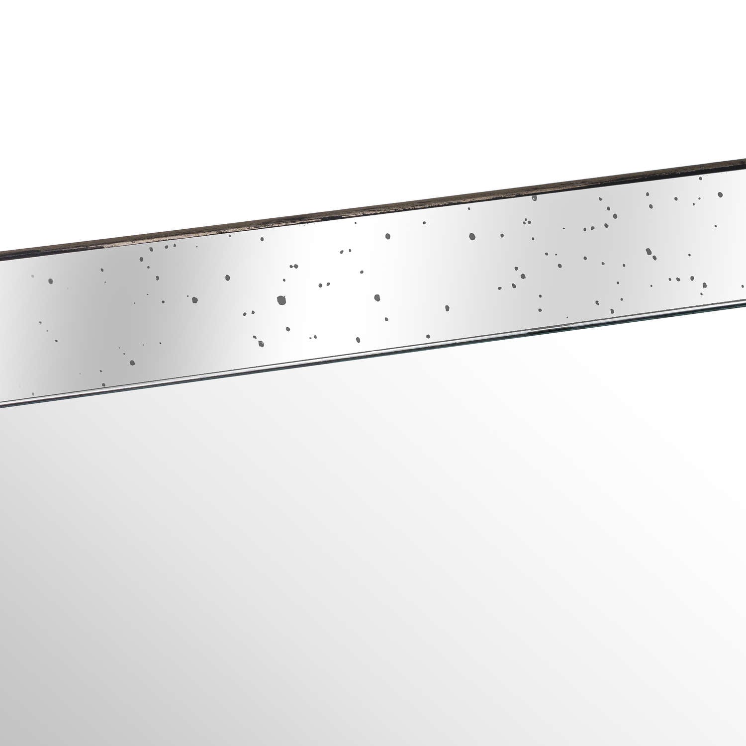 Astor Distressed Large Mirrored Tray With Wooden Detailing — side view brown glass