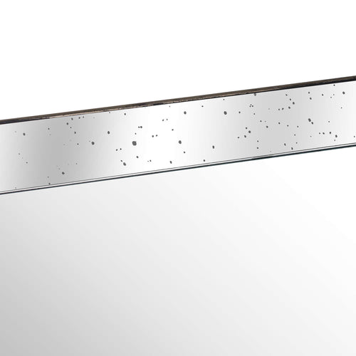 Astor Distressed Large Mirrored Tray With Wooden Detailing — side view brown glass