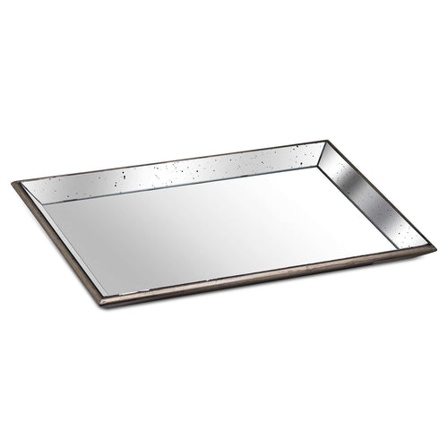 Astor Distressed Large Mirrored Tray With Wooden Detailing — main product view