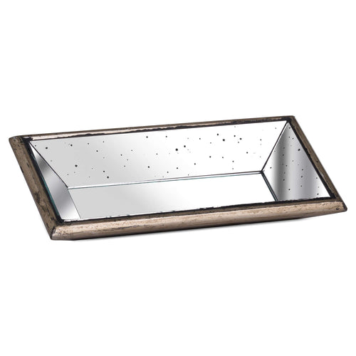 Astor Distressed Mirrored Display Tray With Wooden Detailing — main product view