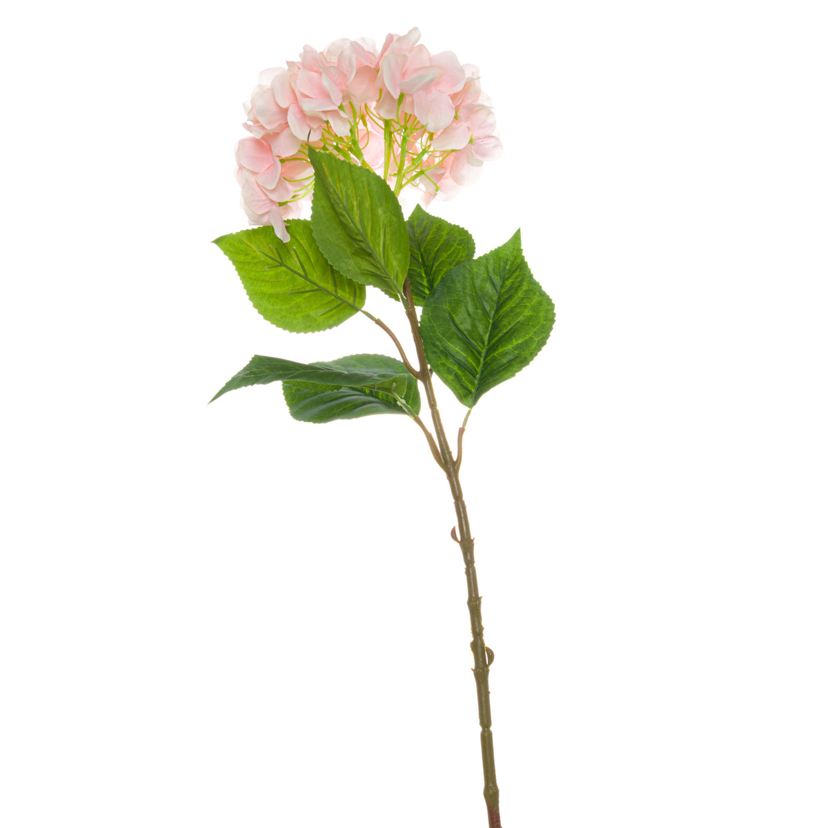 Artificial pink hydrangea stem, included in The Winter Bloom Door Wreath