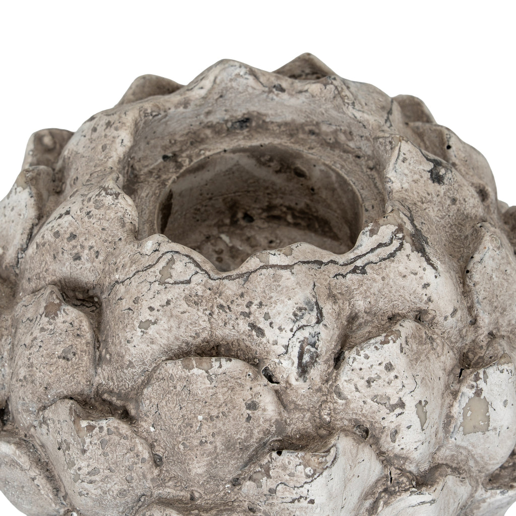 Stone Effect Acorn Tea Light Holder — side view stone ceramic