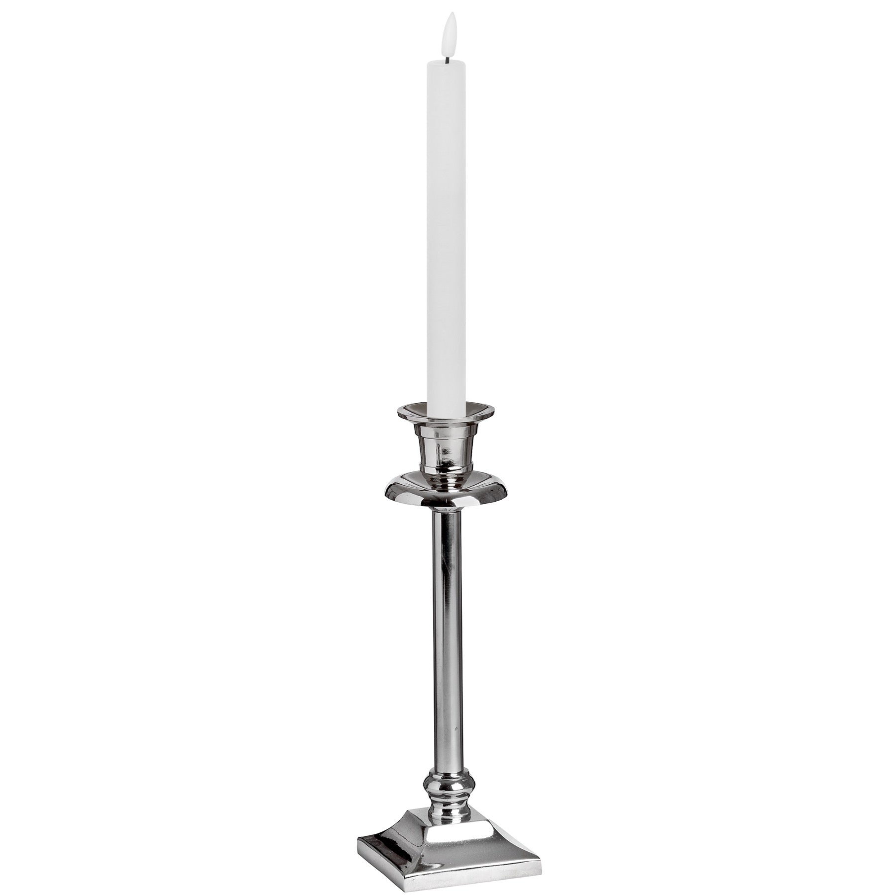 Luxe Collection Natural Glow S/ 2 White LED Dinner Candles — side view white plastic