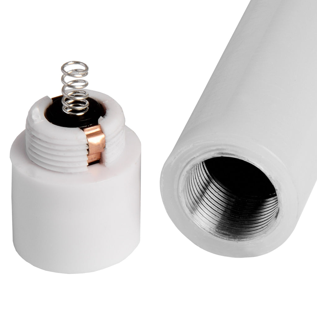 Luxe Collection Natural Glow S/ 2 White LED Dinner Candles — detail close-up white plastic