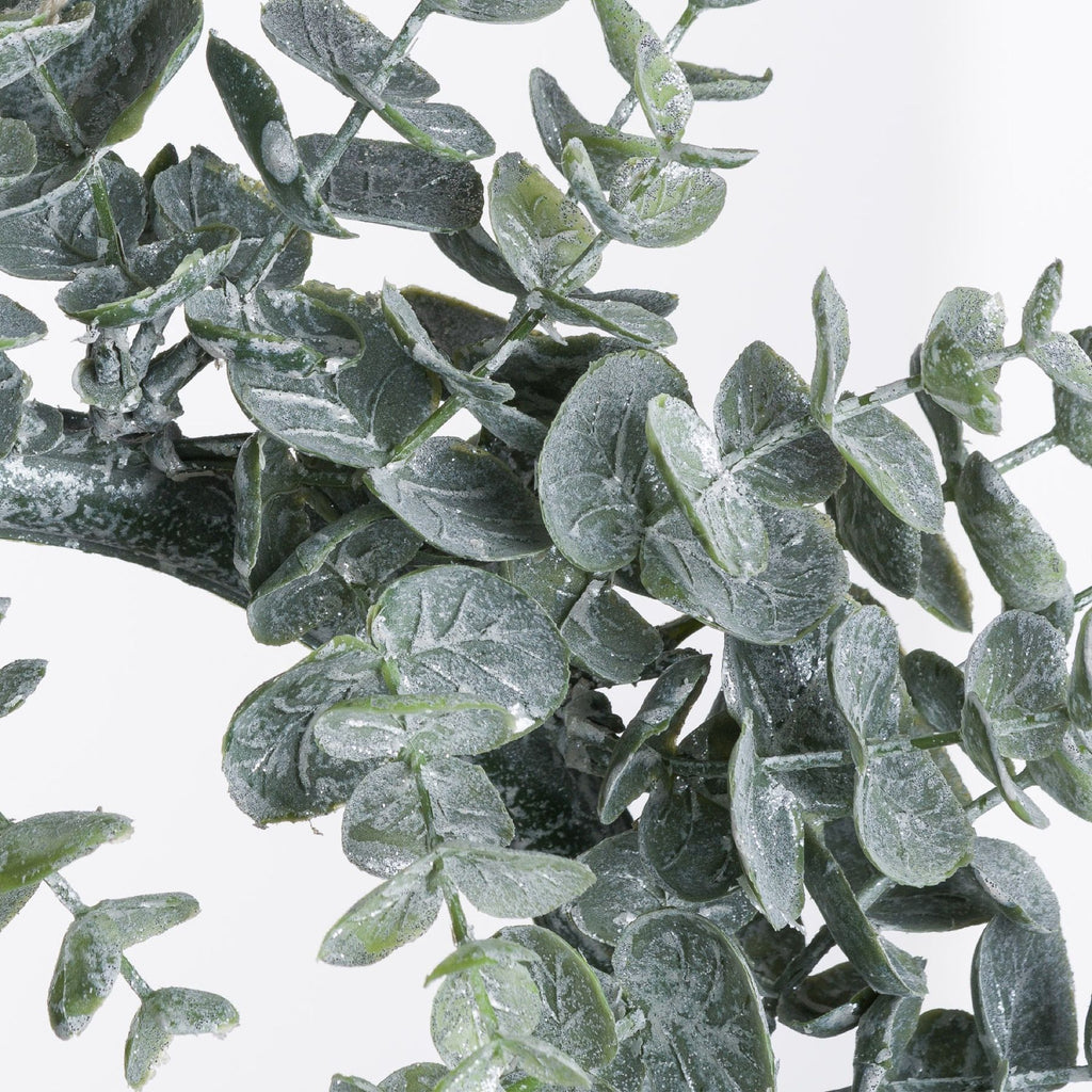 Artificial Large Frosted Eucalyptus Candle Wreath, alternative angle