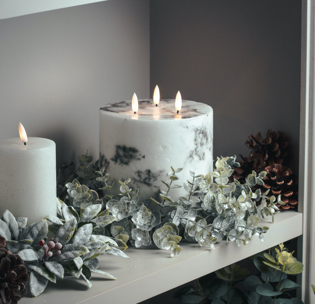 Artificial Large Frosted Eucalyptus Candle Wreath, further view