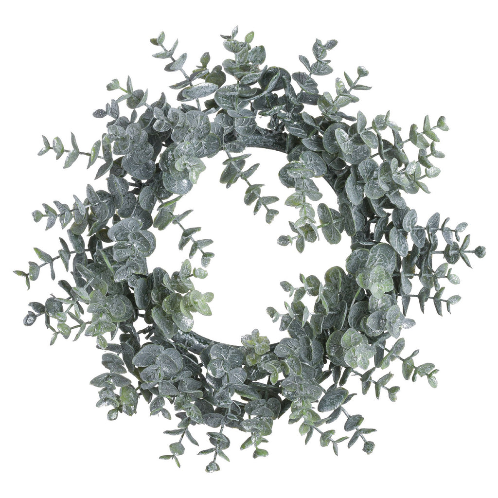 Artificial Large Frosted Eucalyptus Candle Wreath, main product view