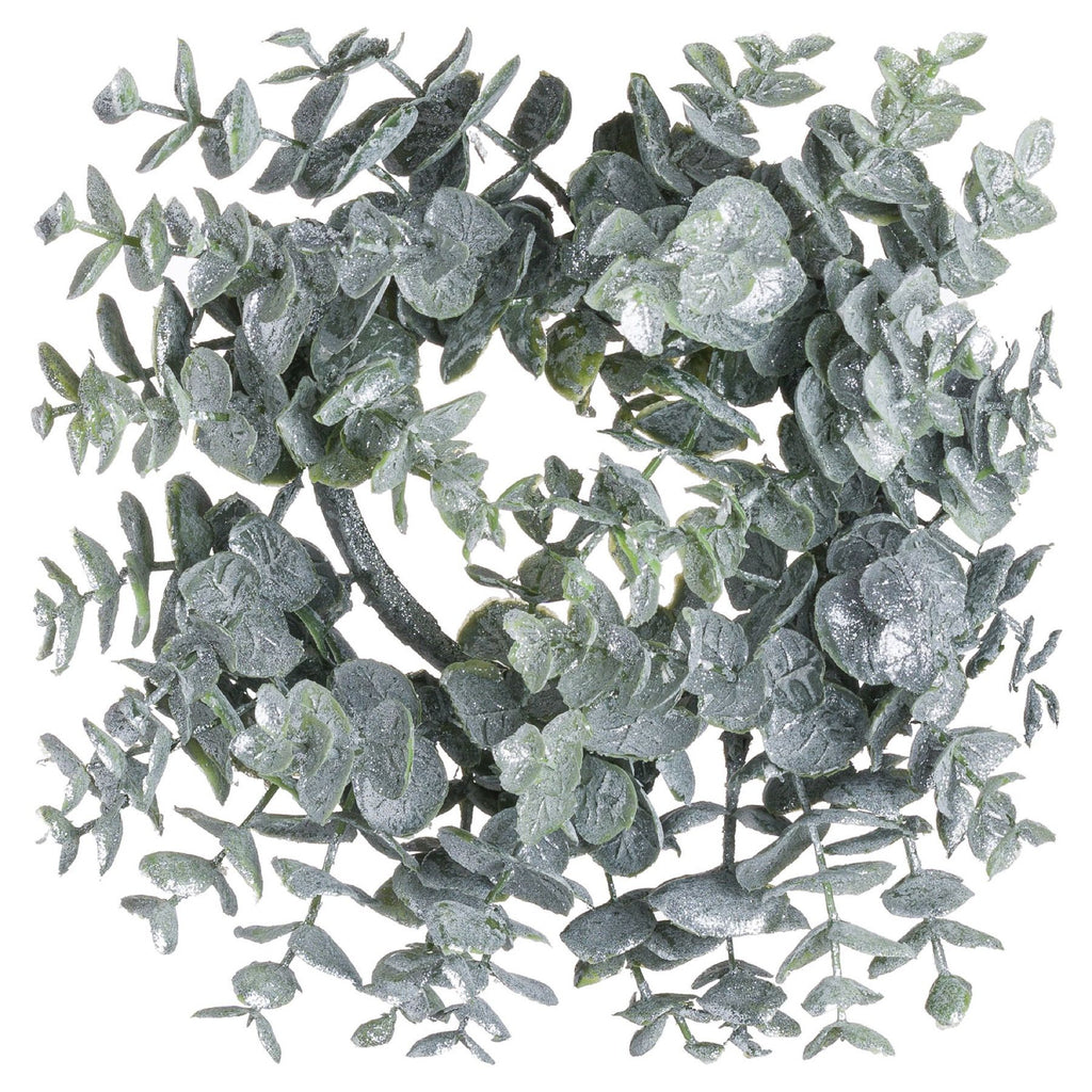 Artificial Small Frosted Eucalyptus Candle Wreath, main product view