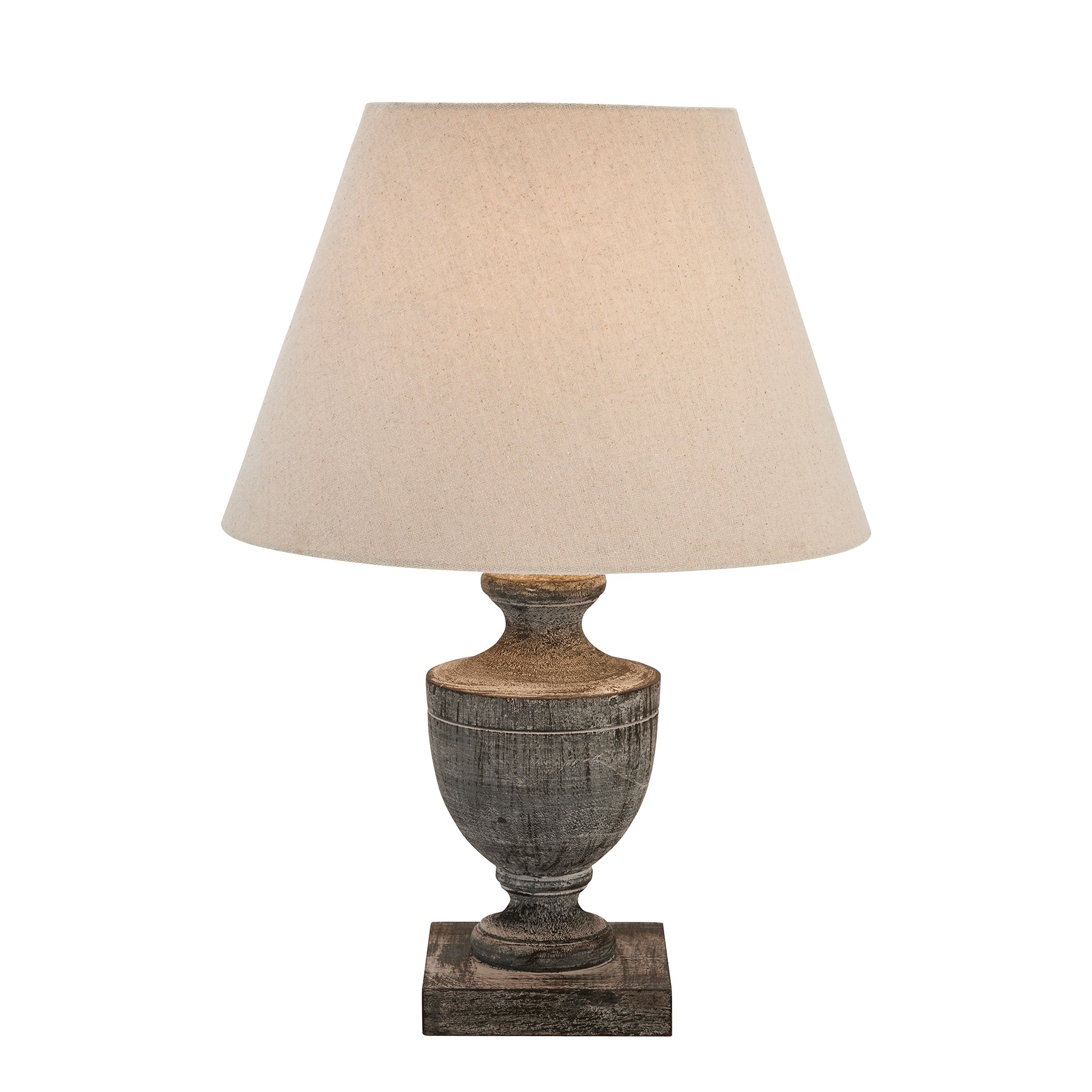 Incia Urn Wooden Table Lamp — side view brown wood