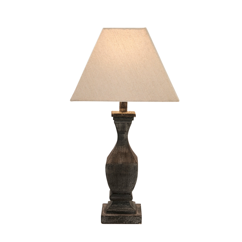 Incia Fluted Wooden Table Lamp — side view brown wood