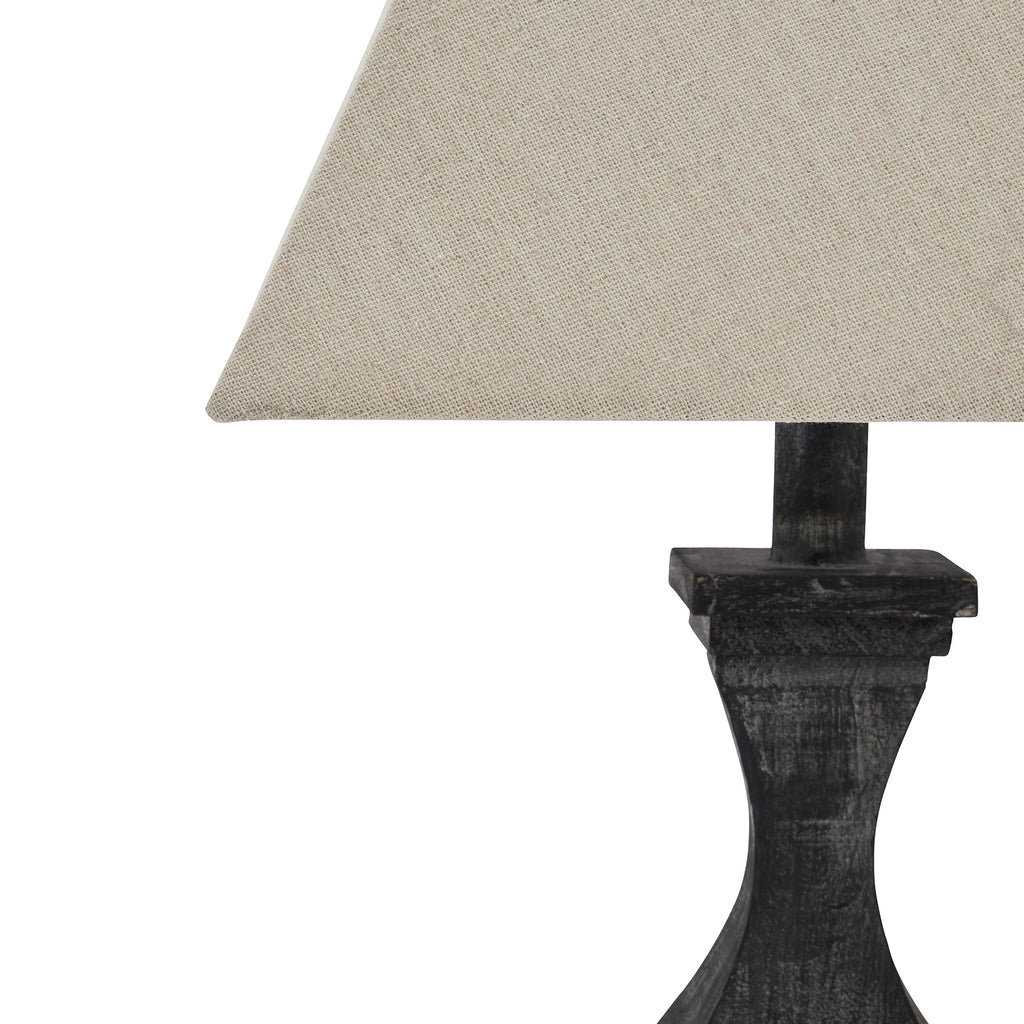 Incia Fluted Wooden Table Lamp — detail close-up brown wood