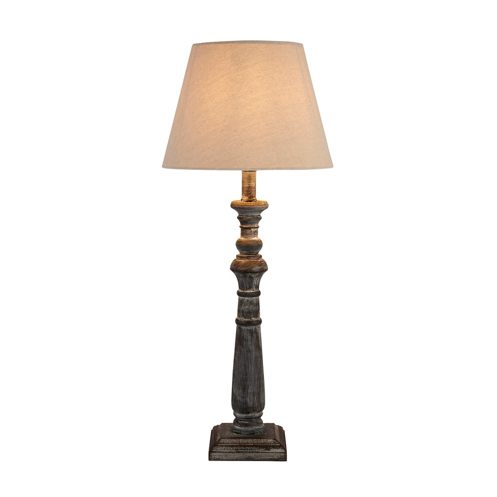 Incia Column Table Lamp — side view brown wood