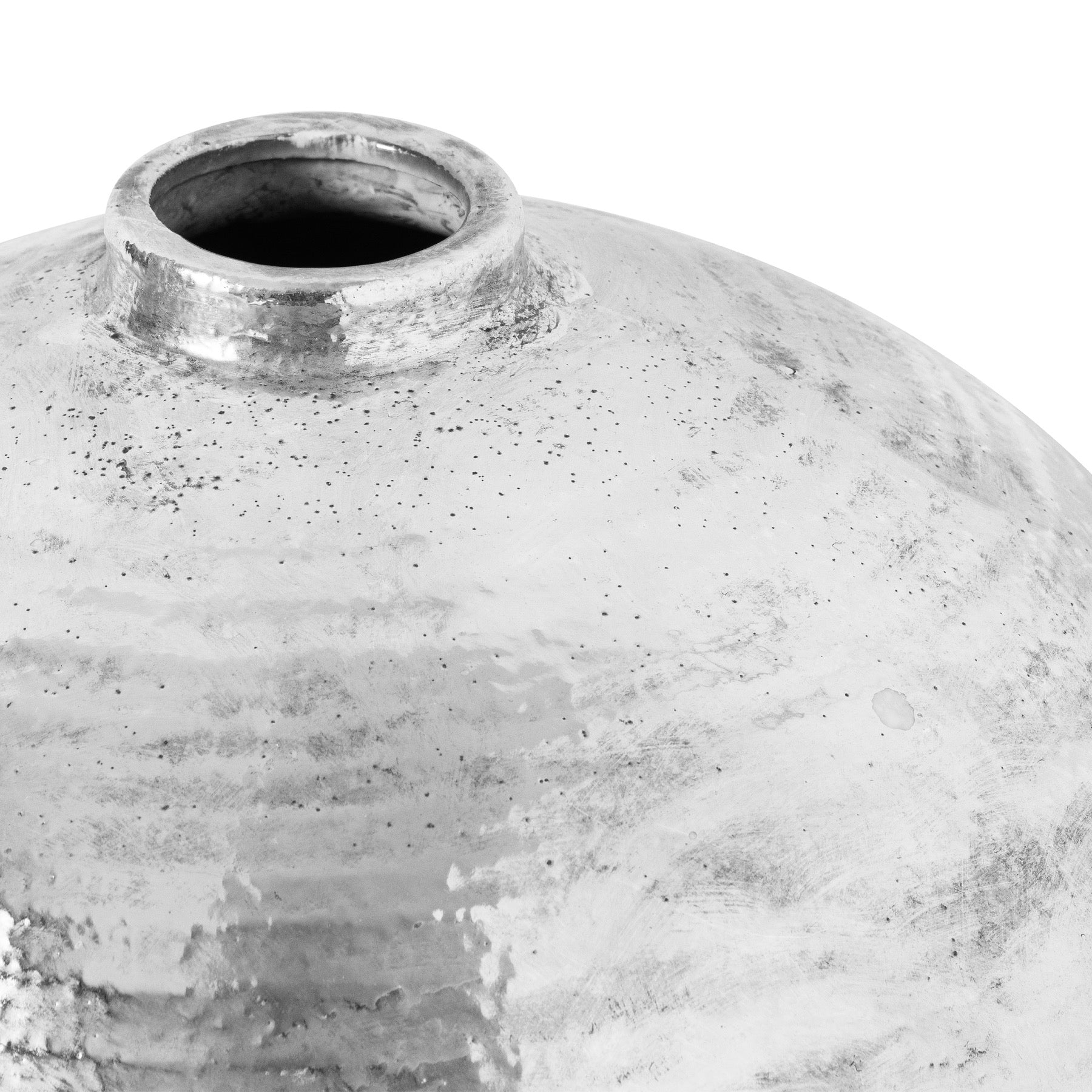 Large Hammered Silver Astral Vase — side view silver ceramic