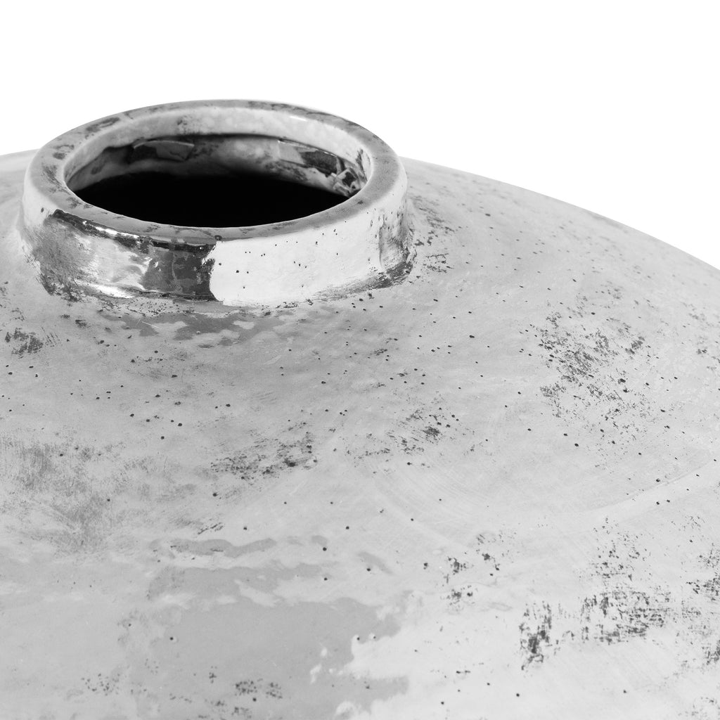 Hammered Silver Astral Vase — side view silver ceramic
