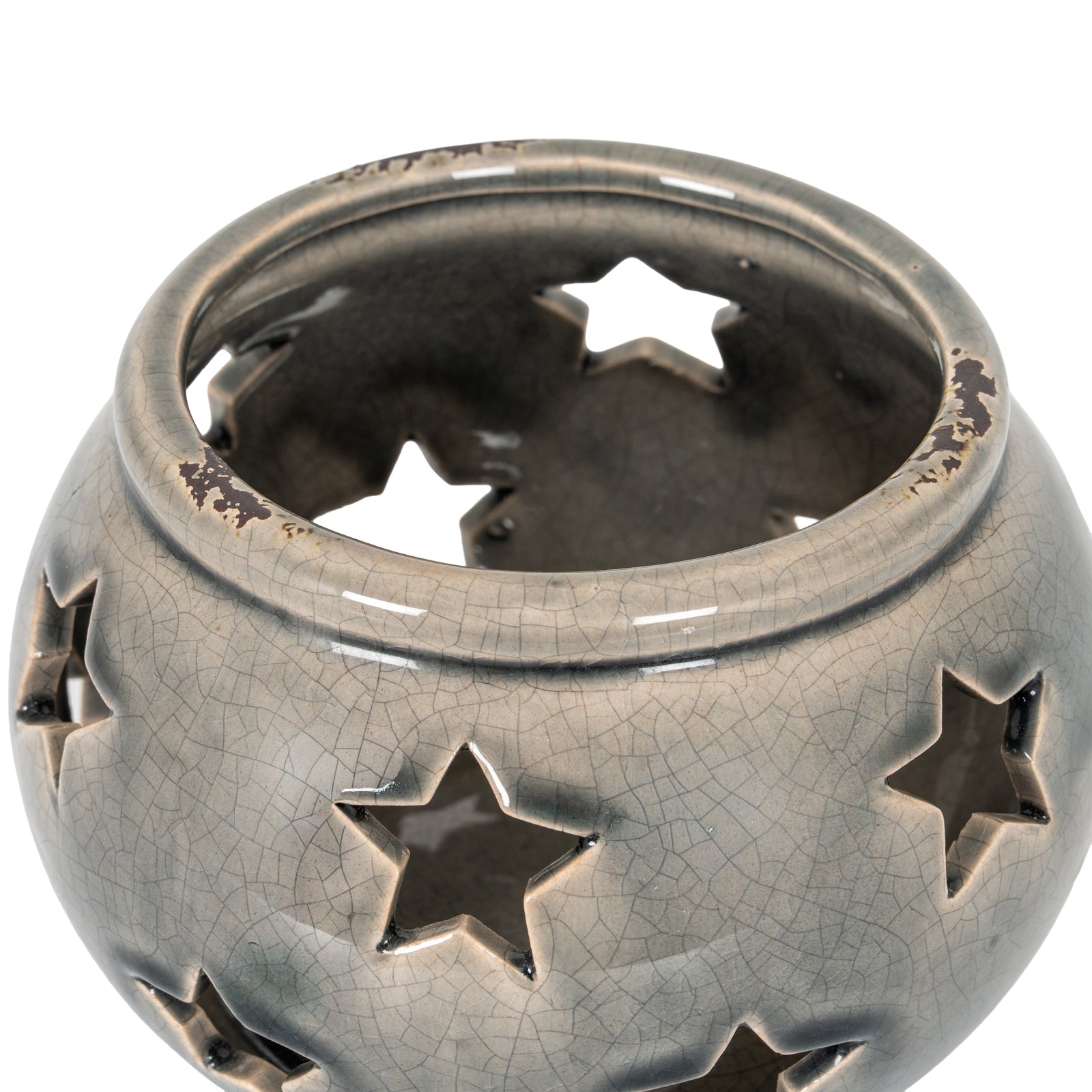 Garda Star Candle Lantern — side view grey ceramic