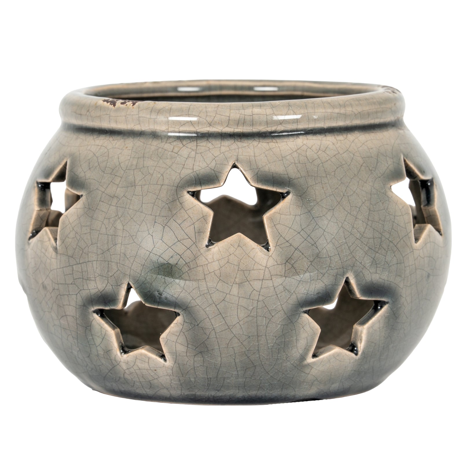Garda Star Candle Lantern — detail close-up grey ceramic
