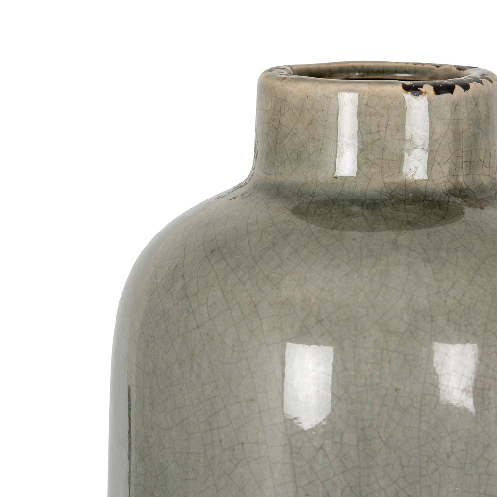 Garda Grey Glazed Raine Vase — detail close-up grey ceramic