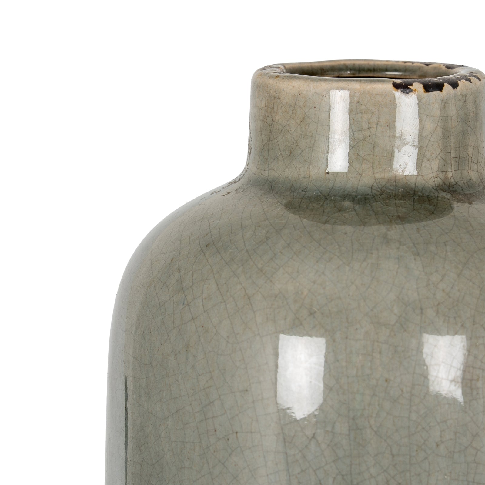 Garda Grey Glazed Raine Vase — detail close-up grey ceramic