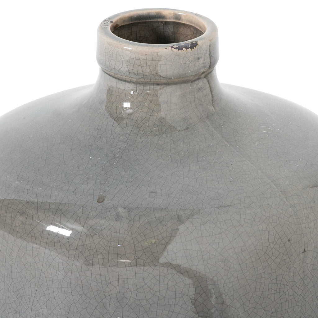 Garda Grey Glazed Chive Vase — side view grey ceramic