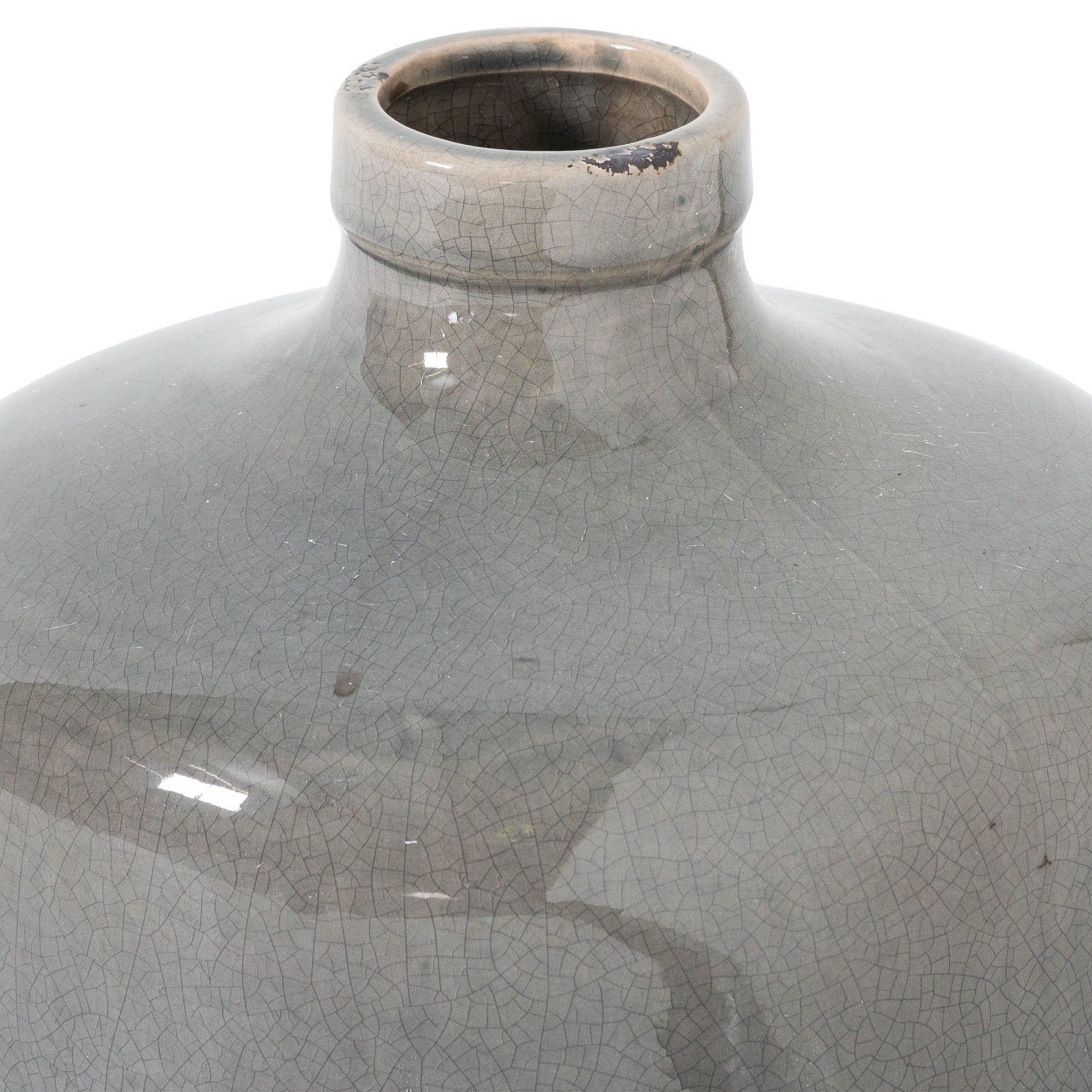 Garda Grey Glazed Chive Vase — side view grey ceramic