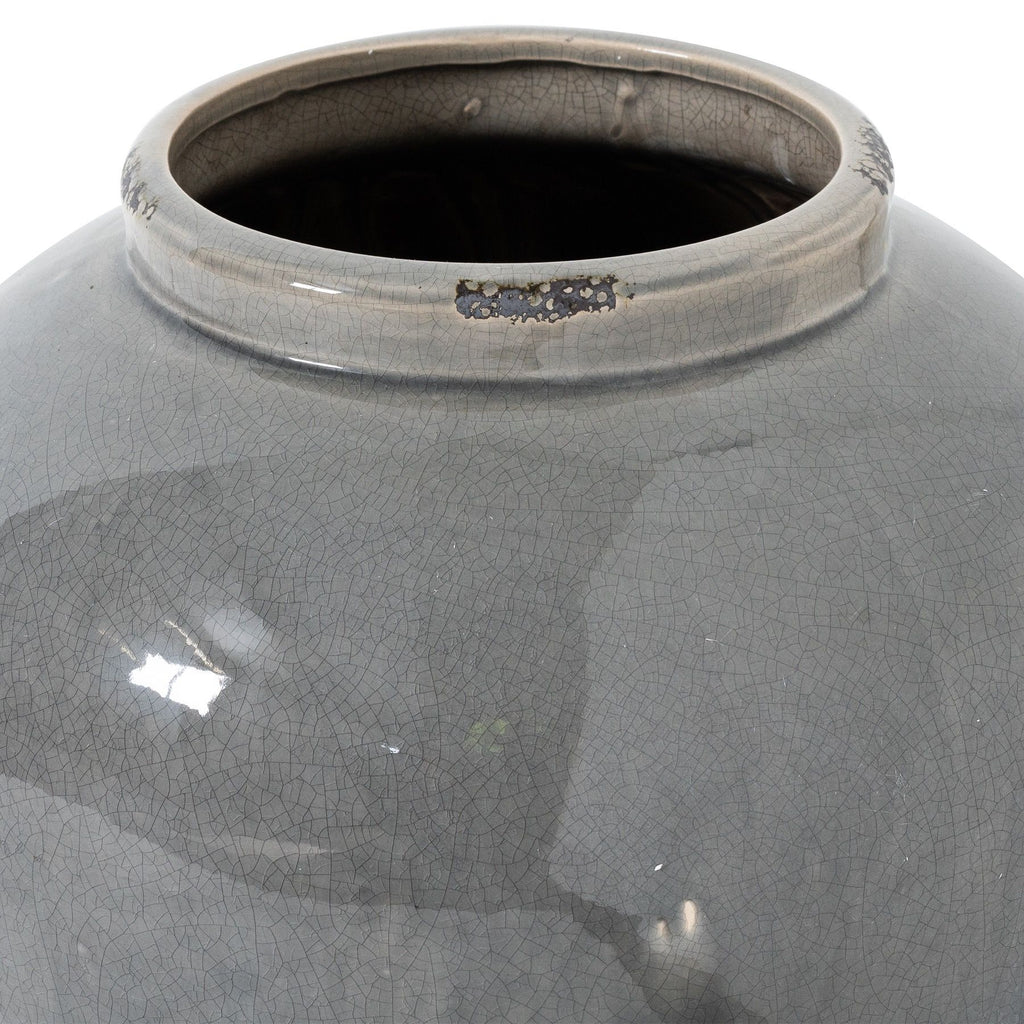 Garda Grey Glazed Juniper Vase — side view grey ceramic