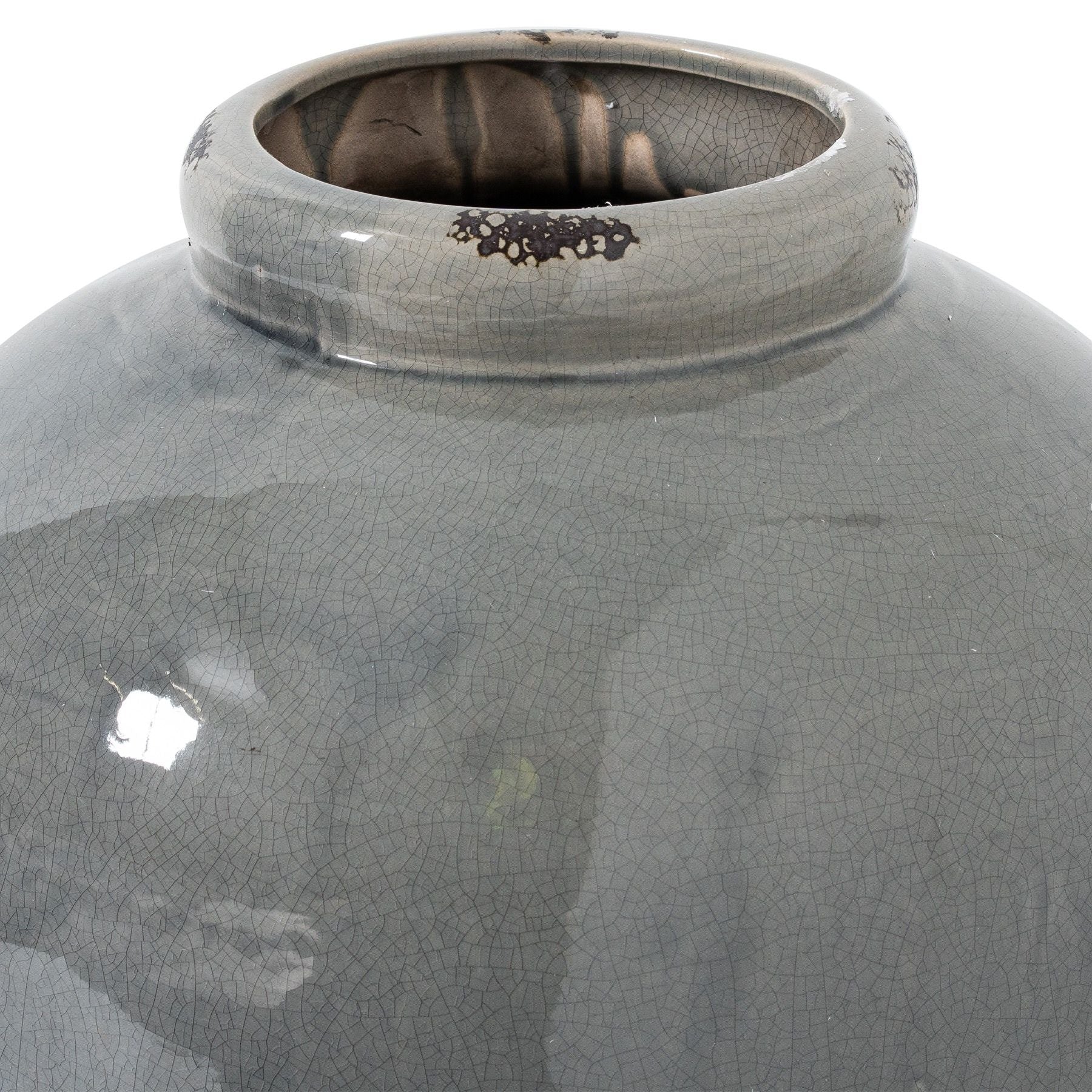 Garda Grey Glazed Tall Juniper Vase — side view grey ceramic