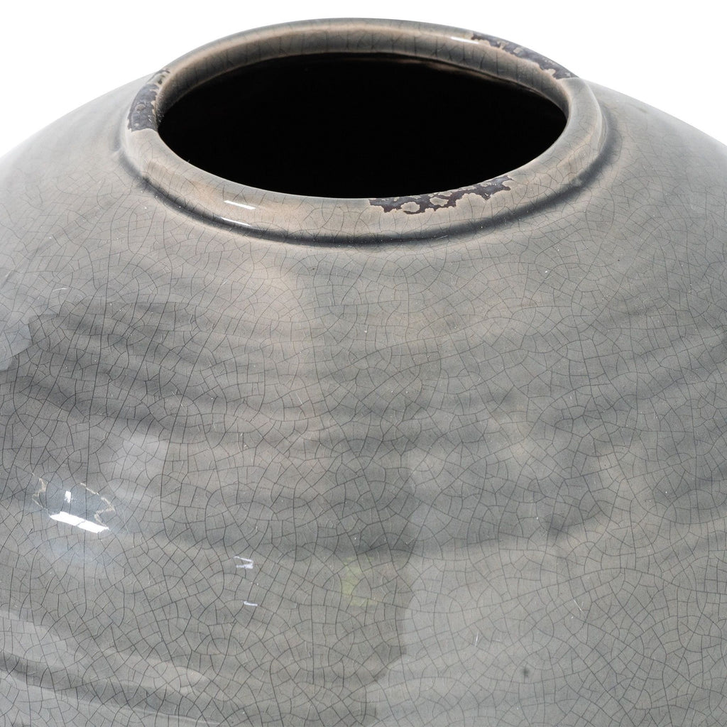 Garda Grey Glazed Tiber Vase — side view grey ceramic