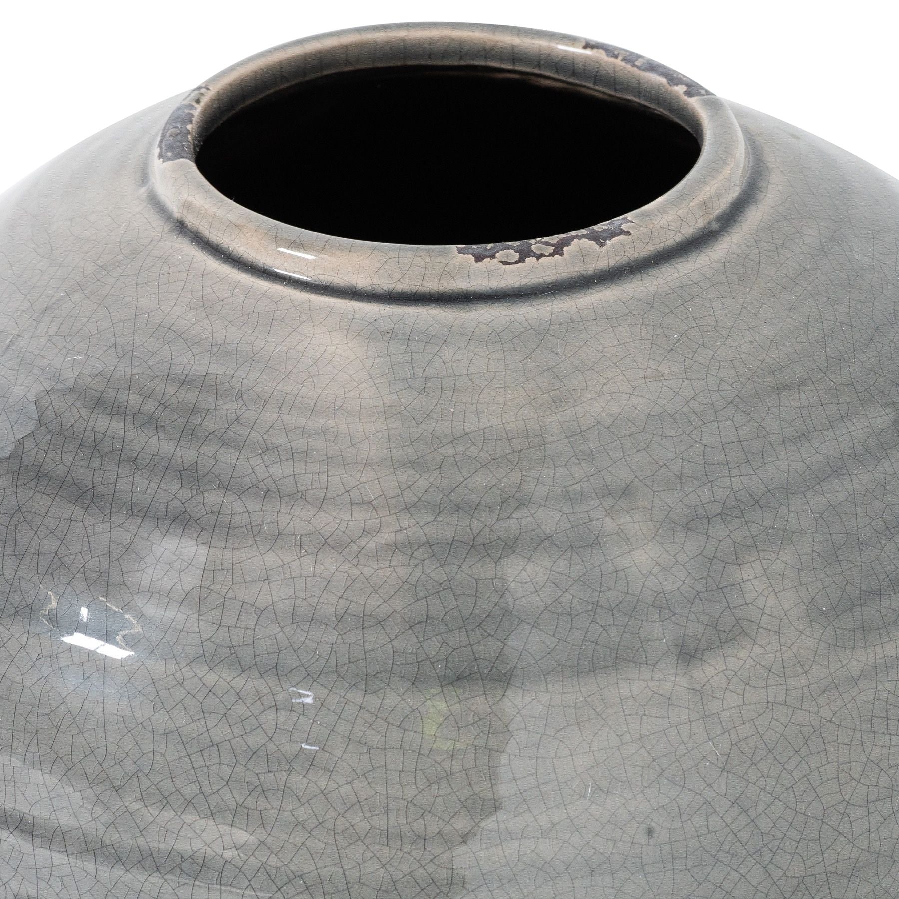 Garda Grey Glazed Tiber Vase — side view grey ceramic