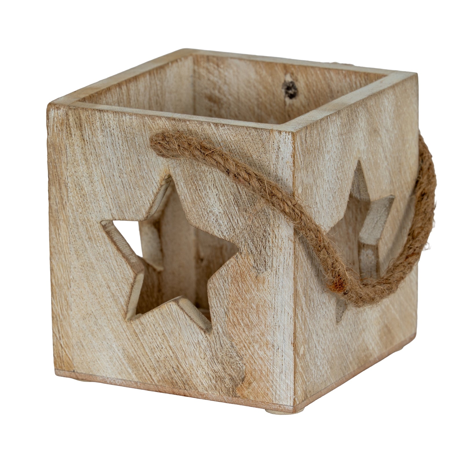 Washed Wood Star Tealight Candle Holder — main product view