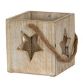 Washed Wood Large Star Tealight Candle Holder — main product view
