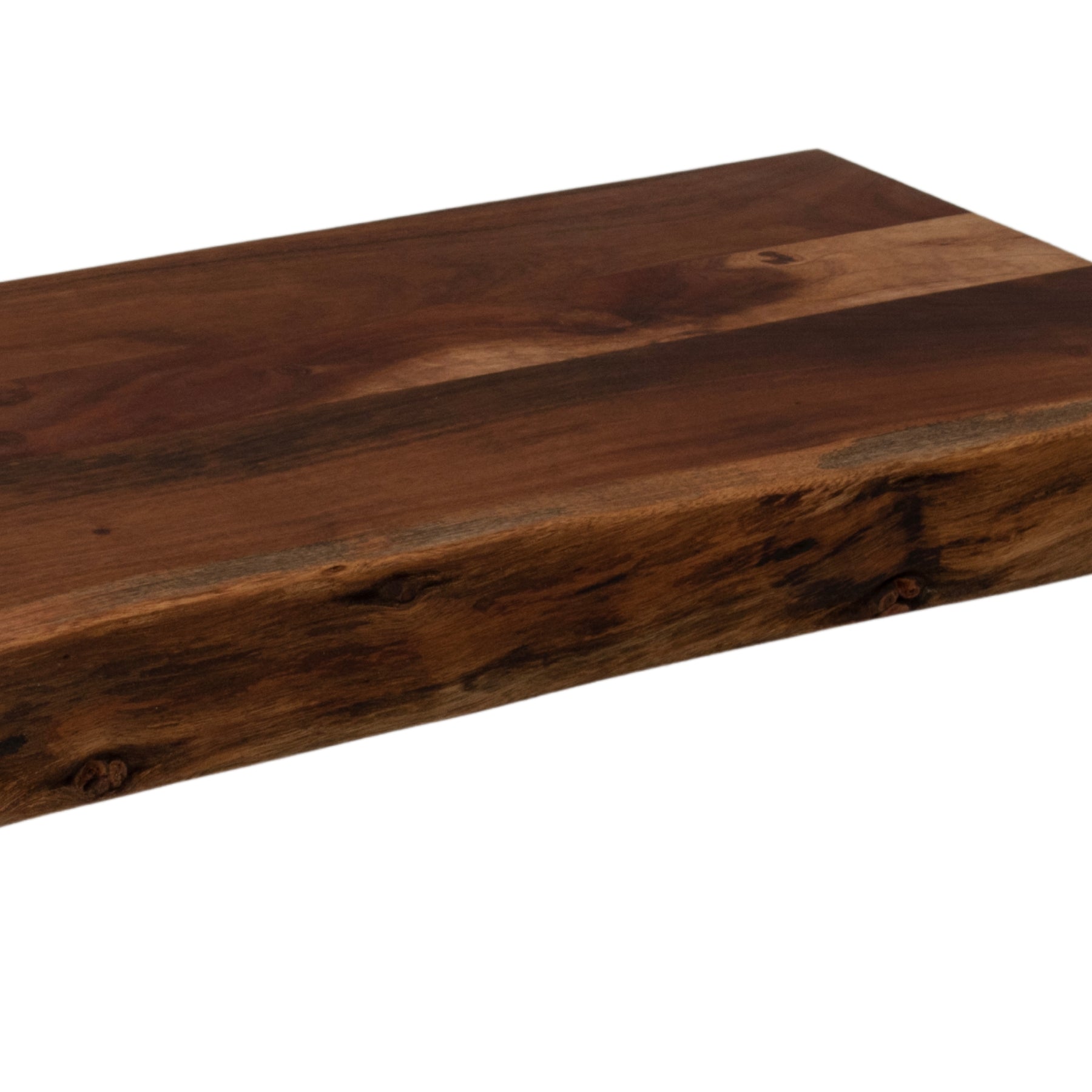 Large Chopping Board with live Edge — side view brown acacia