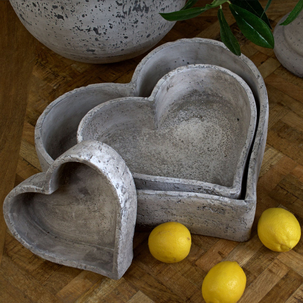 Set Of Three Large Stone Ceramic Dishes — detail close-up stone ceramic