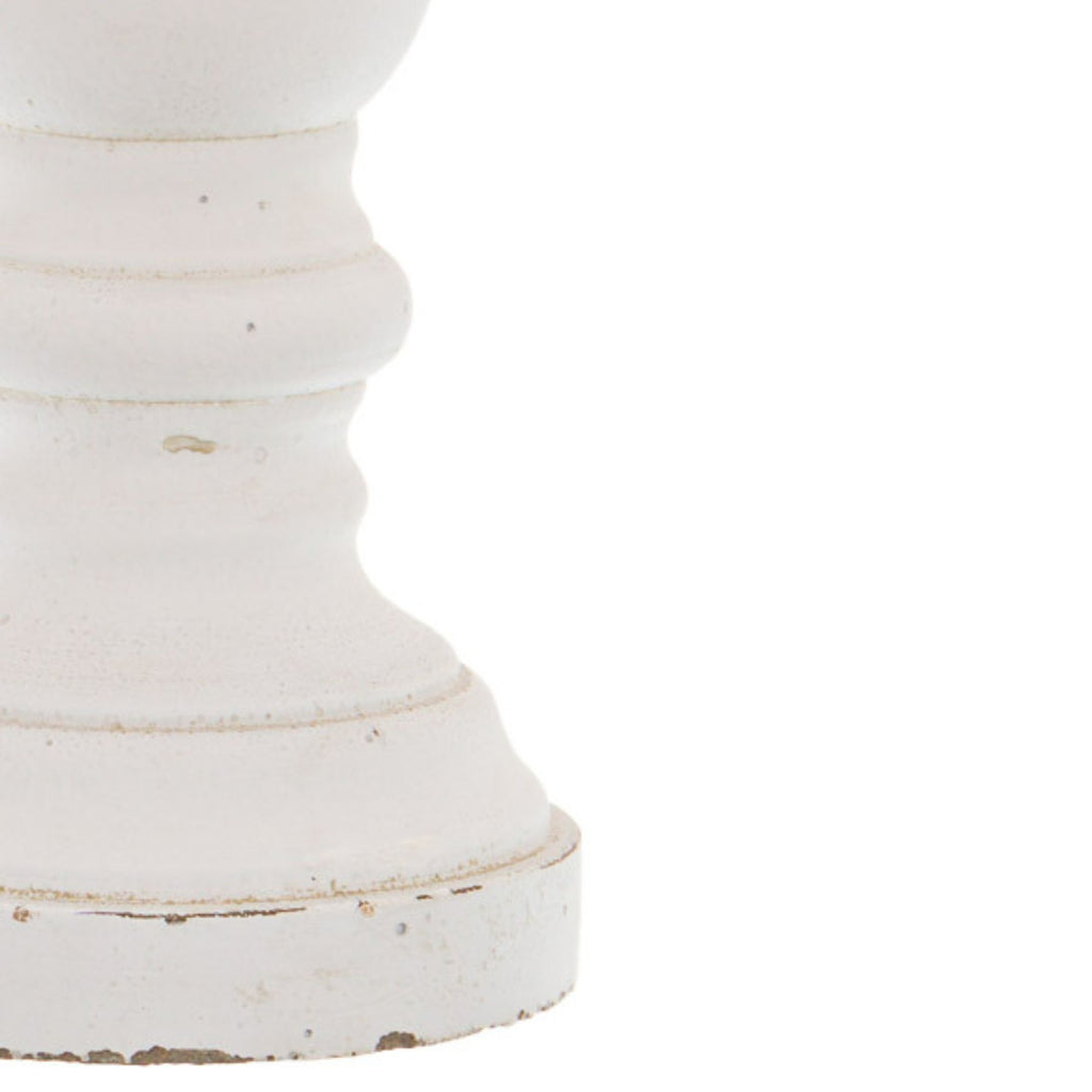 Matt White Ceramic Column Candle Holder — side view white ceramic