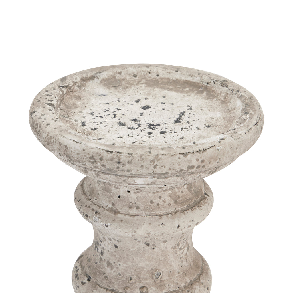 Small Stone Ceramic Column Candle Holder — side view stone ceramic