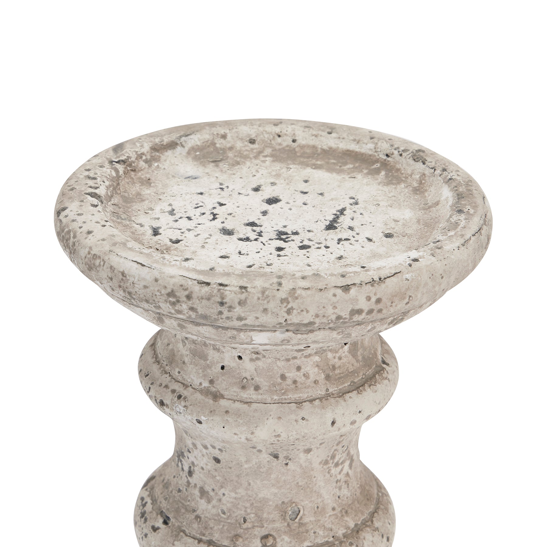 Small Stone Ceramic Column Candle Holder — side view stone ceramic
