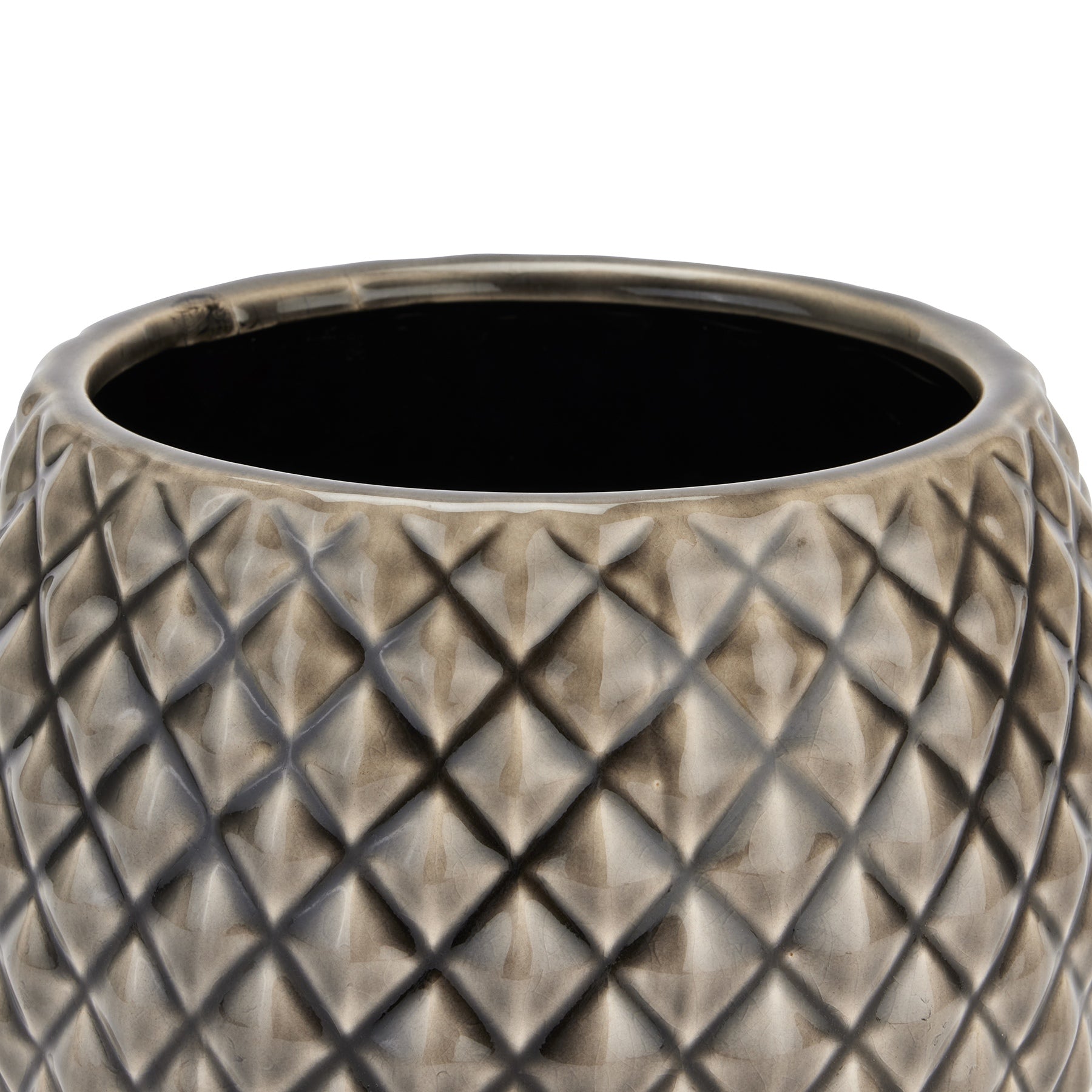 Seville Collection Grey Diamond Planter — side view ceramic