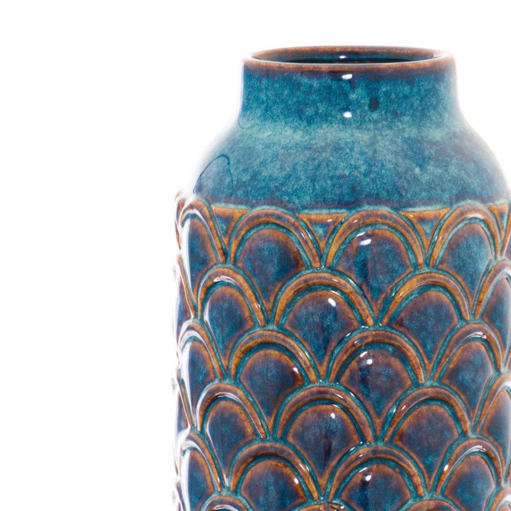 Seville Collection Large Indigo Scalloped Vase — side view ceramic