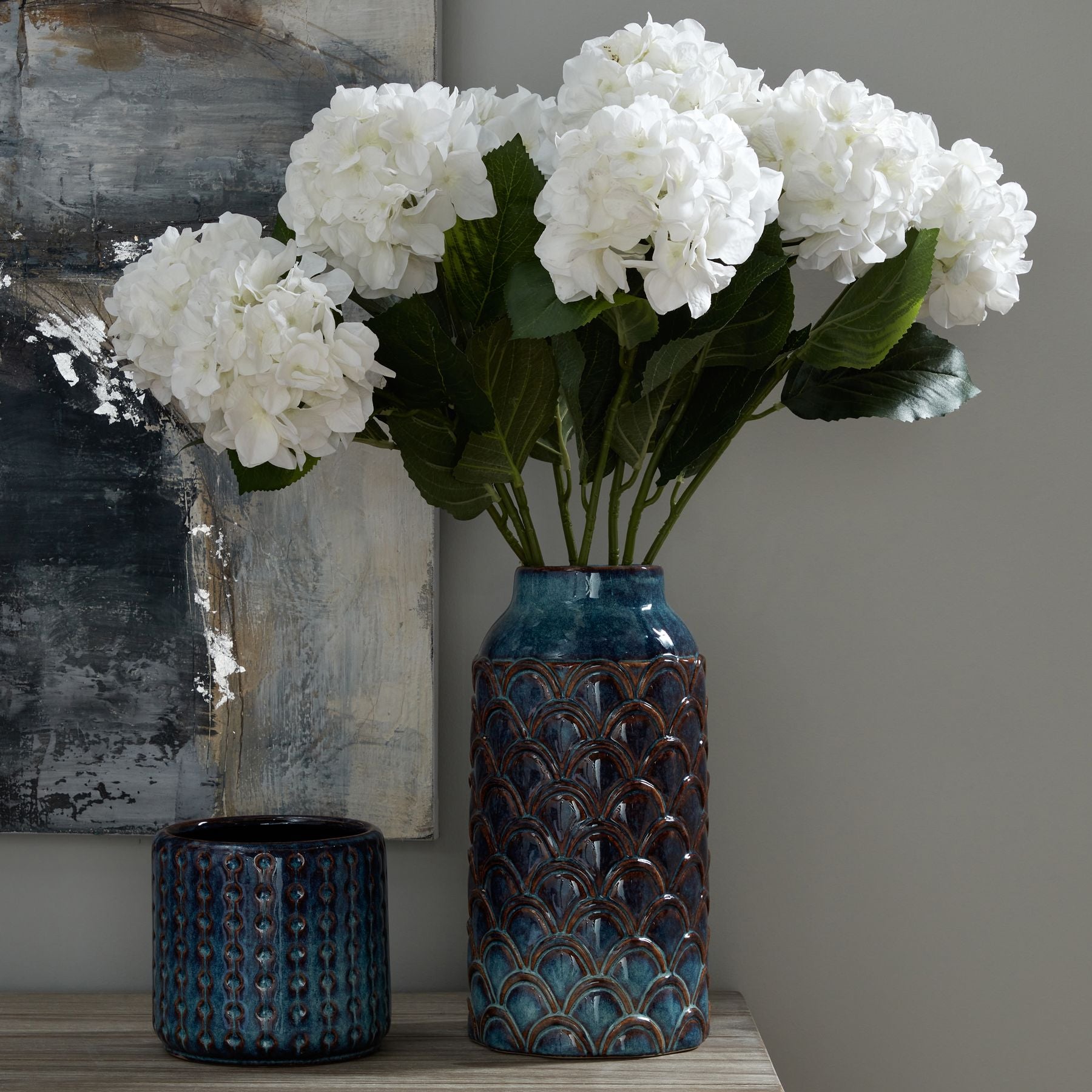 Seville Collection Large Indigo Scalloped Vase — alternative angle ceramic