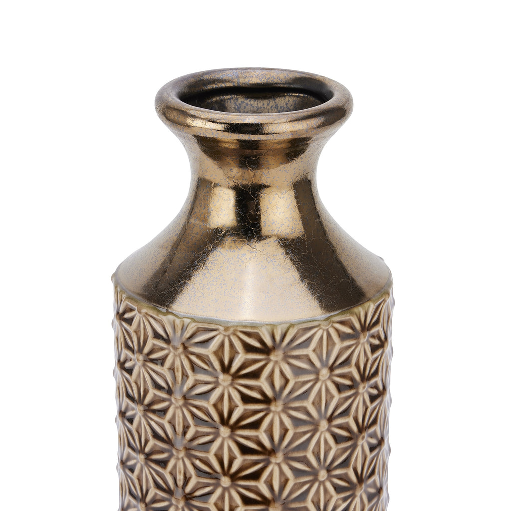 Seville Collection Caramel Fluted Vase — side view ceramic